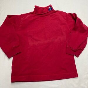 Vintage Mc Kids Red Long Sleeve Turtleneck Top Embroidered Sneaker 4T Cotton